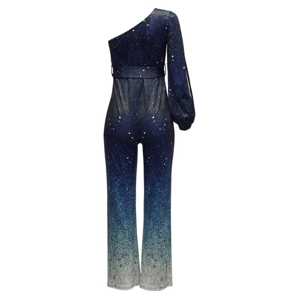 Damen Retro Disco Overall Einarmig – Vintage Party Jumpsuit für Events & Bühne