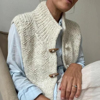 Damen Strickweste im Vintage-Stil mit Holzknöpfen – Ideal für Lagenlooks und Alltag