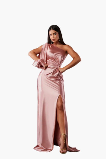 Damen Abendkleid Eleganter Ein-Schulter-Look mit Drapierung für besondere Anlässe