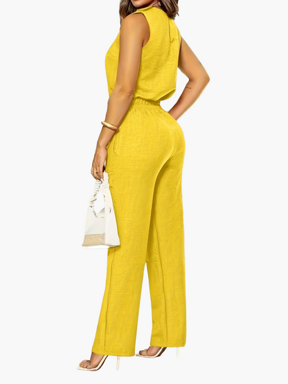 Damen Eleganter Jumpsuit für Büro und Alltag – Ärmellos, Weite Hose, Stilvolle Einteiler