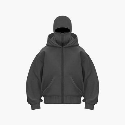 Herren Urban Tech Vollmasken-Hoodie – Streetwear mit Reißverschluss und Kapuze