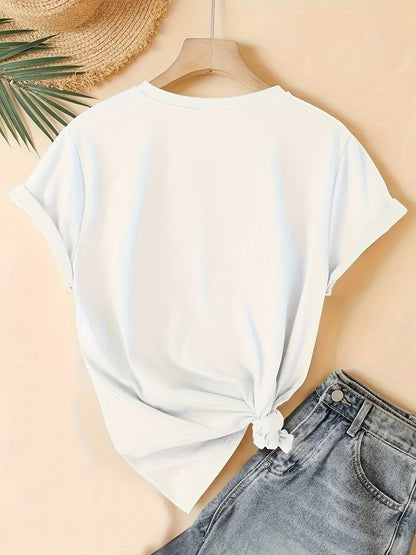 Damen T-Shirt mit Herz-Print – Lässiges Freizeitshirt für Alltag und Urlaub