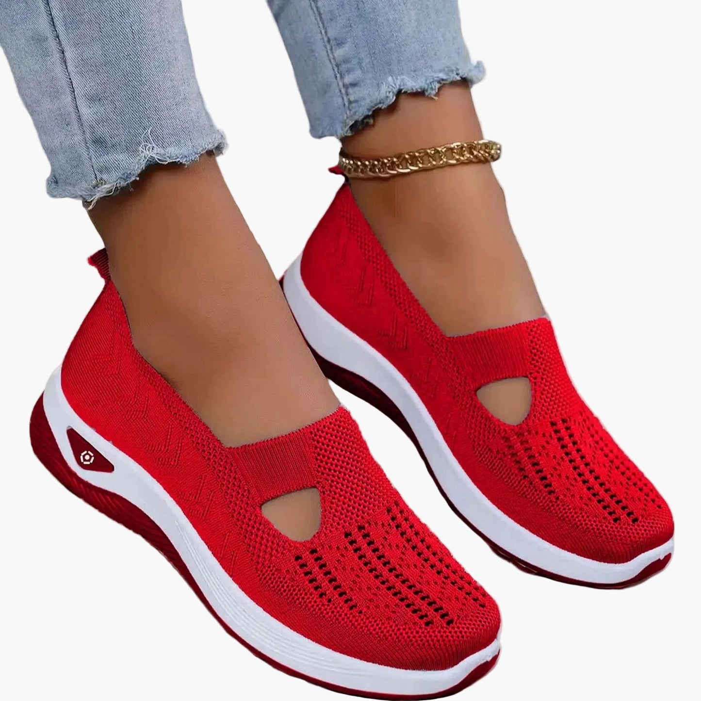 Damen Orthopädische Atmungsaktive Slip-On-Freizeitschuhe mit Anti-Rutsch-Sohle für Alltag & Sport