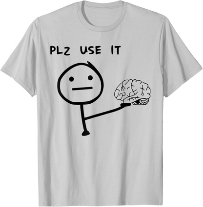 Herren Fun T-Shirt mit Meme Print – Lustiges Statement "PLZ USE IT" – Casual Streetwear