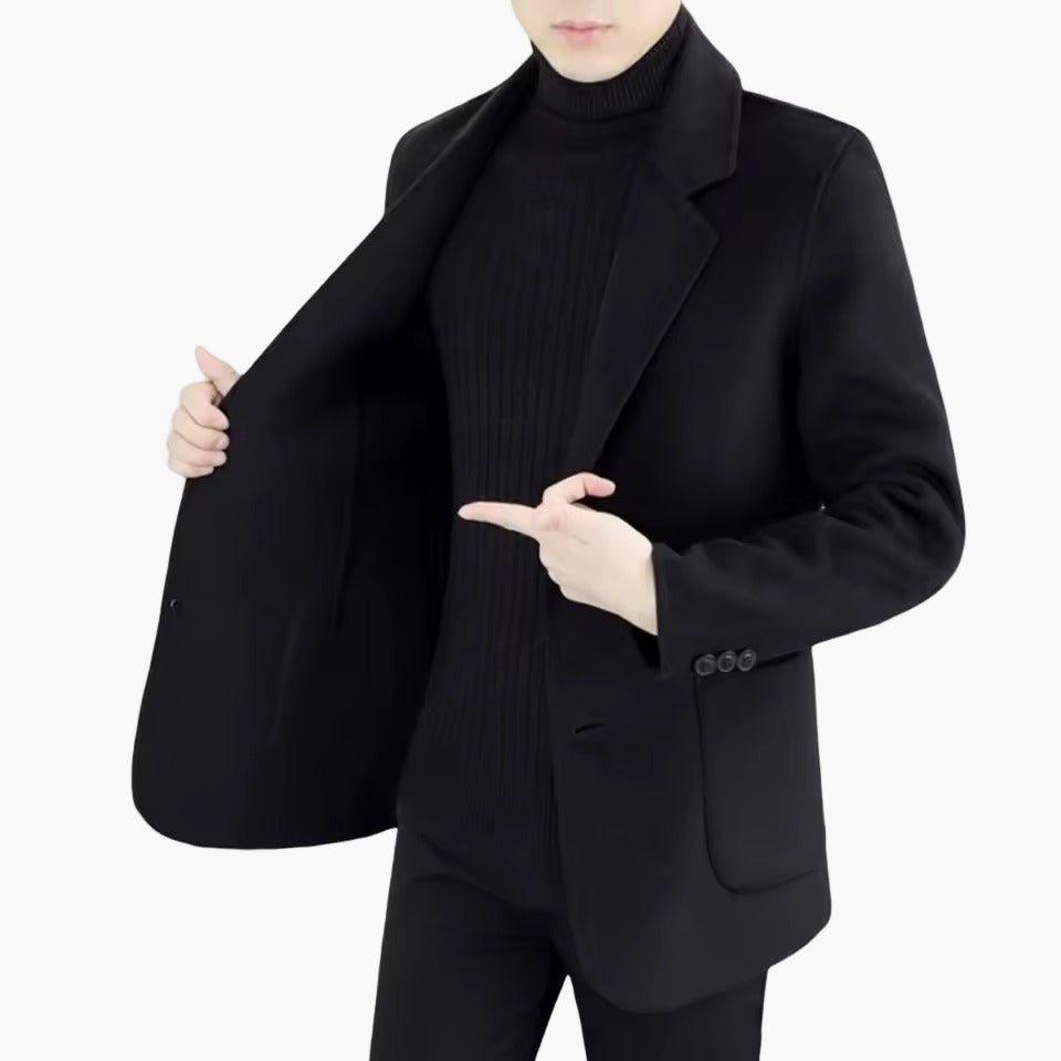 Herren Klassischer Veganer Wollmantel – Eleganter Business & Freizeit Blazer
