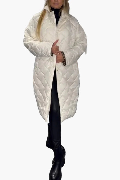 Damen Steppmantel mit Leopardenfutter – Eleganter Wintermantel für Alltag & Freizeit