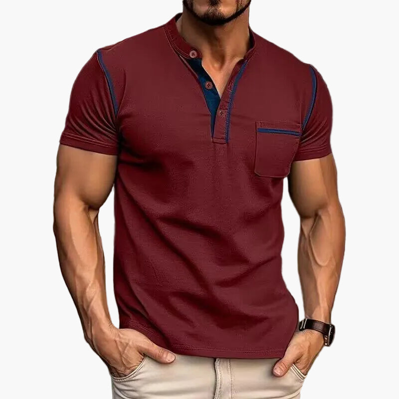 Herren Kurzarm Henley T-Shirt mit Brusttasche – Modernes Freizeitshirt für Alltag und Sport