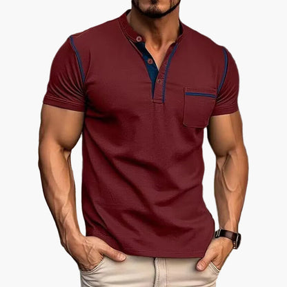 Herren Kurzarm Henley T-Shirt mit Brusttasche – Modernes Freizeitshirt für Alltag und Sport