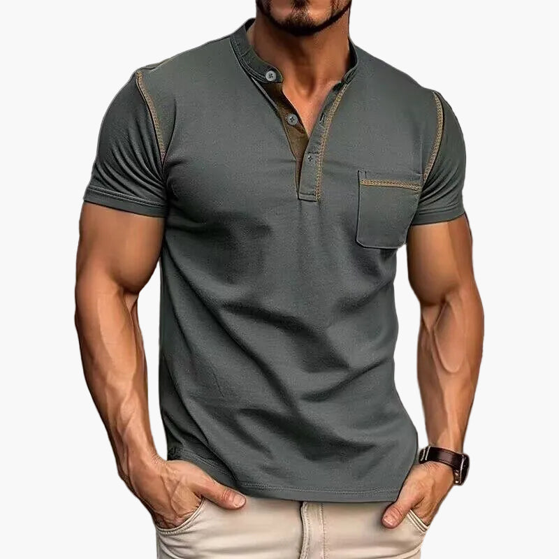 Herren Kurzarm Henley T-Shirt mit Brusttasche – Modernes Freizeitshirt für Alltag und Sport