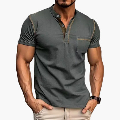 Herren Kurzarm Henley T-Shirt mit Brusttasche – Modernes Freizeitshirt für Alltag und Sport