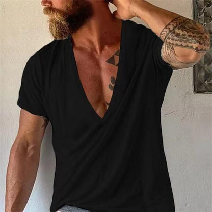 Herren T-Shirt mit tiefem V-Ausschnitt – Lässiges, atmungsaktives Basic für Freizeit & Alltag
