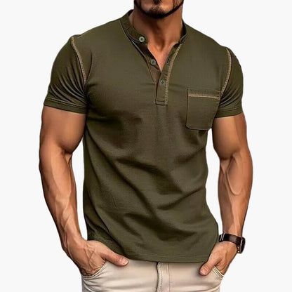 Herren Kurzarm Henley T-Shirt mit Brusttasche – Modernes Freizeitshirt für Alltag und Sport