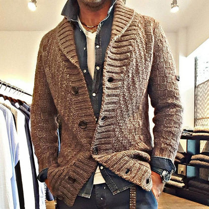 Herren Strickjacke Vintage Stil mit Reverskragen – Modischer Cardigan für Alltag und Freizeit