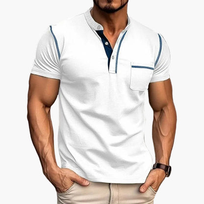 Herren Kurzarm Henley T-Shirt mit Brusttasche – Modernes Freizeitshirt für Alltag und Sport