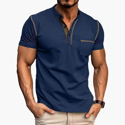Herren Kurzarm Henley T-Shirt mit Brusttasche – Modernes Freizeitshirt für Alltag und Sport