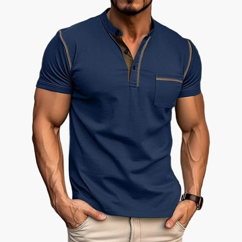 Herren Kurzarm Henley T-Shirt mit Brusttasche – Modernes Freizeitshirt für Alltag und Sport