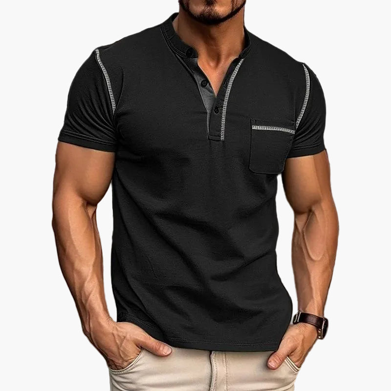 Herren Kurzarm Henley T-Shirt mit Brusttasche – Modernes Freizeitshirt für Alltag und Sport