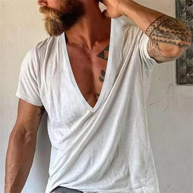 Herren T-Shirt mit tiefem V-Ausschnitt – Lässiges, atmungsaktives Basic für Freizeit & Alltag