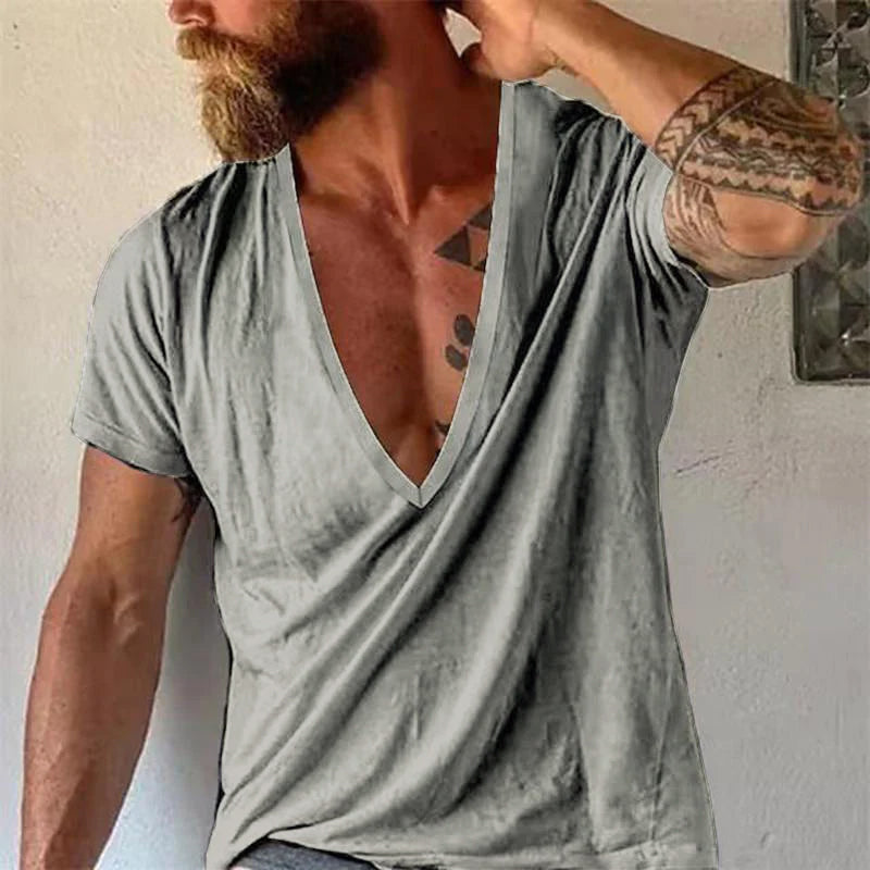 Herren T-Shirt mit tiefem V-Ausschnitt – Lässiges, atmungsaktives Basic für Freizeit & Alltag