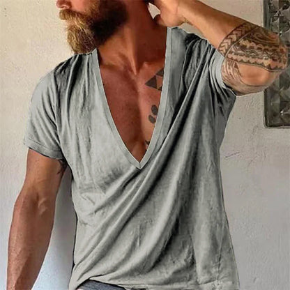 Herren T-Shirt mit tiefem V-Ausschnitt – Lässiges, atmungsaktives Basic für Freizeit & Alltag
