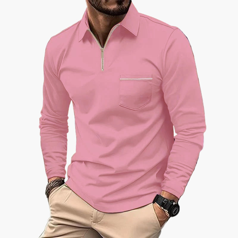 Elegantes Herren-Langarmshirt mit Reißverschluss – Sportlicher Business-Look