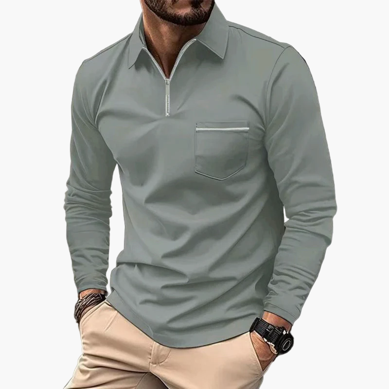 Elegantes Herren-Langarmshirt mit Reißverschluss – Sportlicher Business-Look