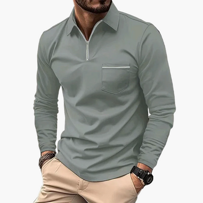 Elegantes Herren-Langarmshirt mit Reißverschluss – Sportlicher Business-Look