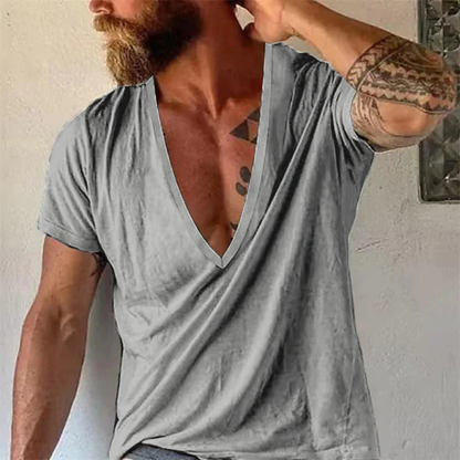 Herren T-Shirt mit tiefem V-Ausschnitt – Lässiges, atmungsaktives Basic für Freizeit & Alltag