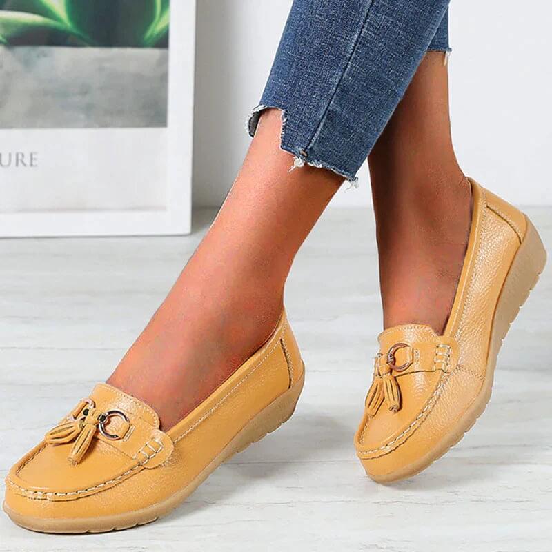 Damen Mokassins Slipper – Bequeme Alltagsschuhe mit Quasten und rutschfester Sohle