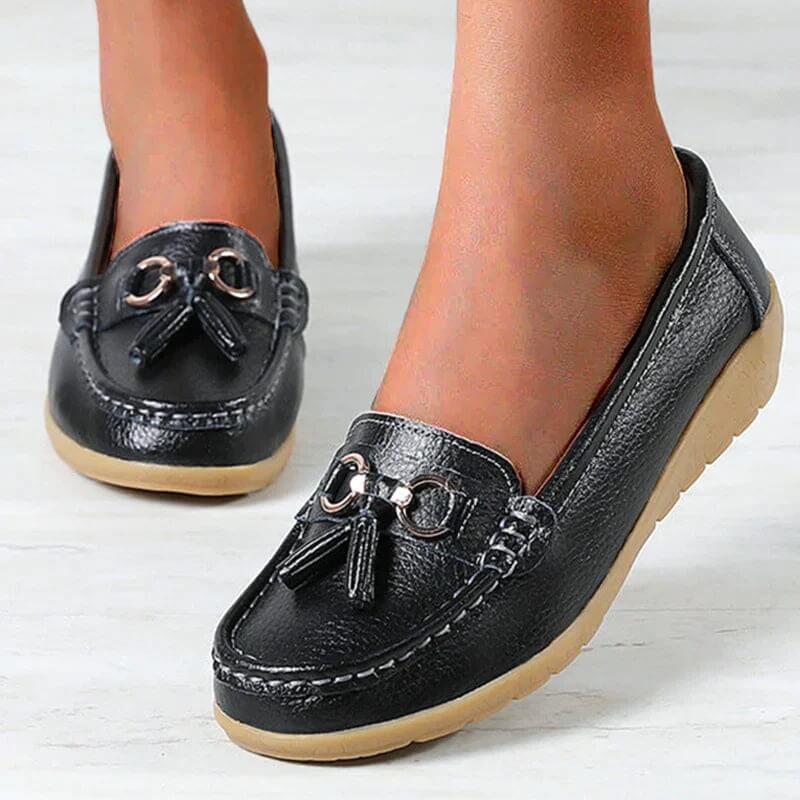 Damen Mokassins Slipper – Bequeme Alltagsschuhe mit Quasten und rutschfester Sohle