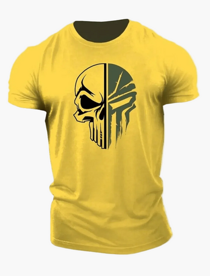 Herren T-Shirt mit Totenkopf Military Design – 3D Print, Oversized, Sport & Freizeit