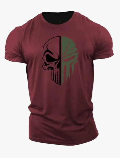 Herren T-Shirt mit Totenkopf Military Design – 3D Print, Oversized, Sport & Freizeit