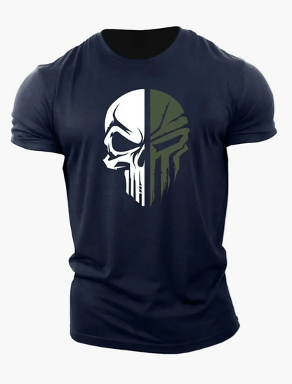 Herren T-Shirt mit Totenkopf Military Design – 3D Print, Oversized, Sport & Freizeit