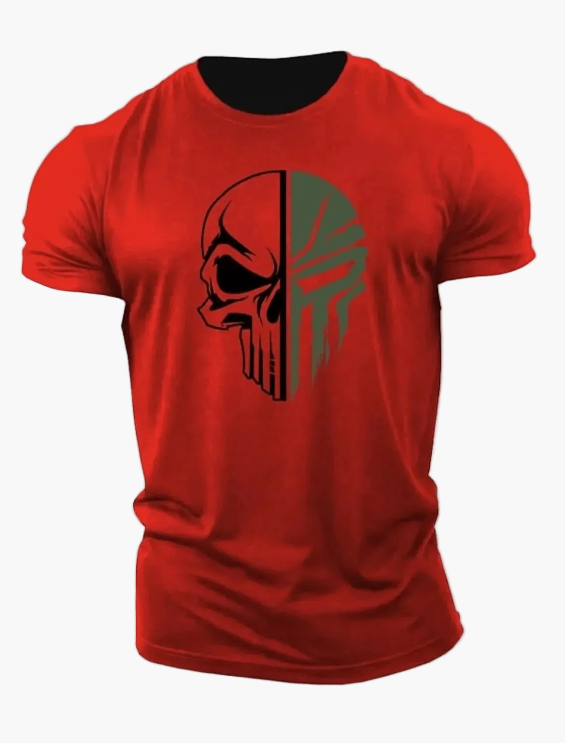 Herren T-Shirt mit Totenkopf Military Design – 3D Print, Oversized, Sport & Freizeit