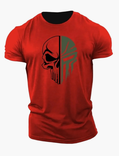 Herren T-Shirt mit Totenkopf Military Design – 3D Print, Oversized, Sport & Freizeit