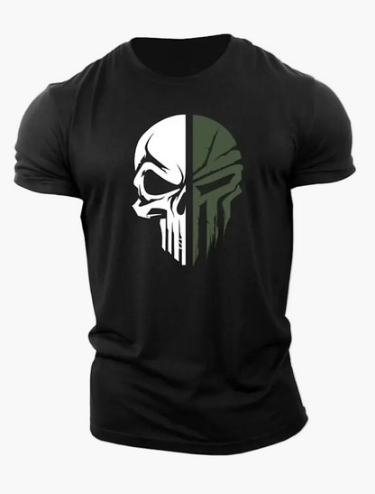 Herren T-Shirt mit Totenkopf Military Design – 3D Print, Oversized, Sport & Freizeit