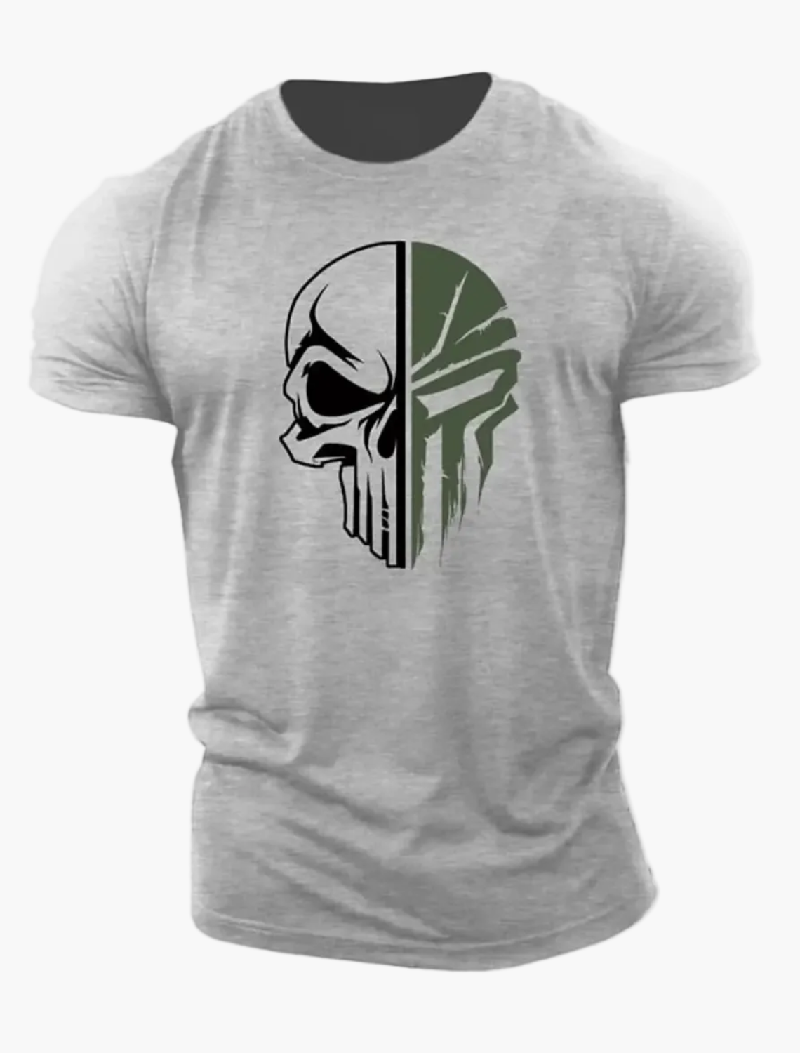 Herren T-Shirt mit Totenkopf Military Design – 3D Print, Oversized, Sport & Freizeit