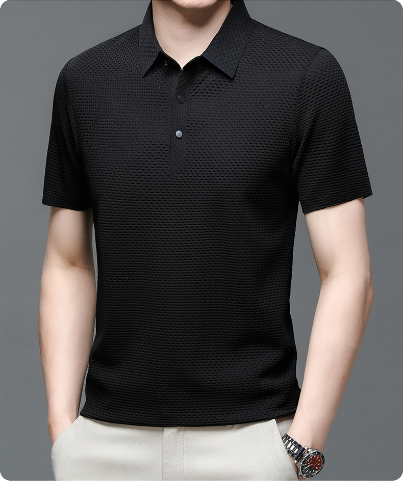 Herren Polohemd mit Strukturmuster – Eleganter Freizeit- und Sommerlook