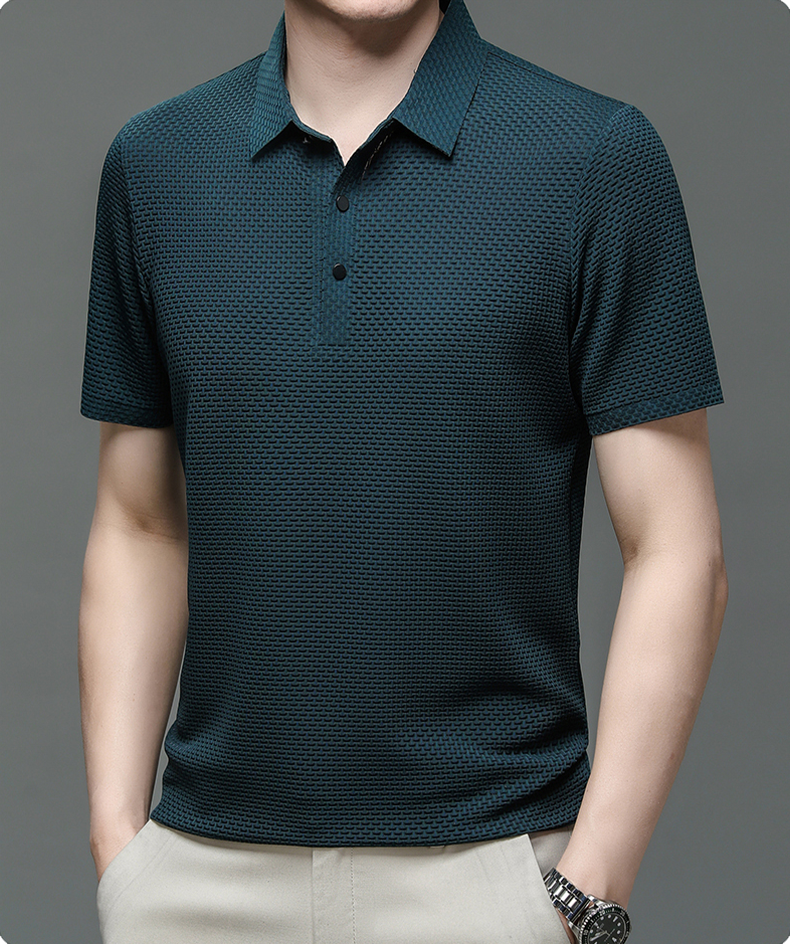 Herren Polohemd mit Strukturmuster – Eleganter Freizeit- und Sommerlook