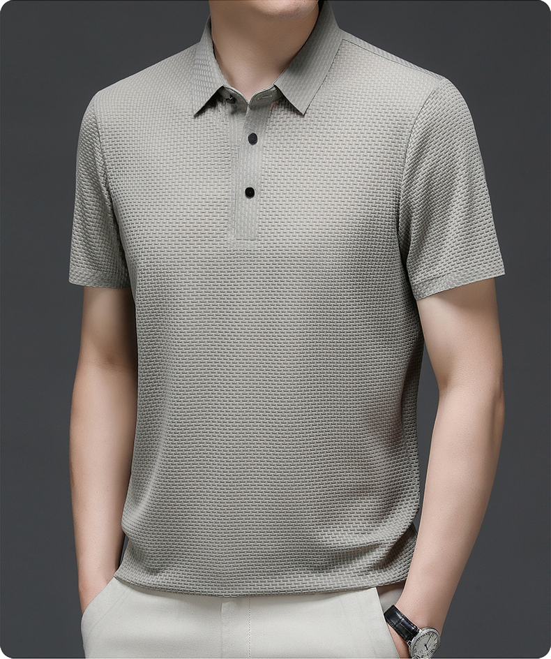 Herren Polohemd mit Strukturmuster – Eleganter Freizeit- und Sommerlook