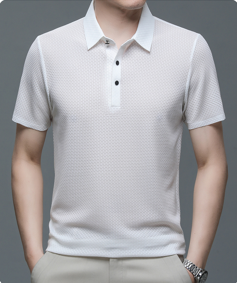 Herren Polohemd mit Strukturmuster – Eleganter Freizeit- und Sommerlook