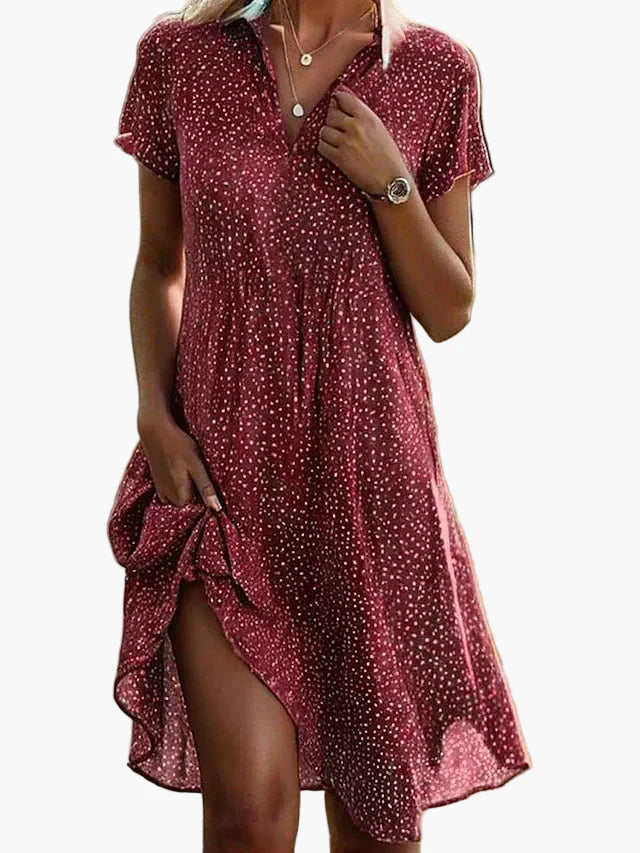 Damen Hemdblusenkleid Kurzarm Freizeitkleid für Alltag und Büro