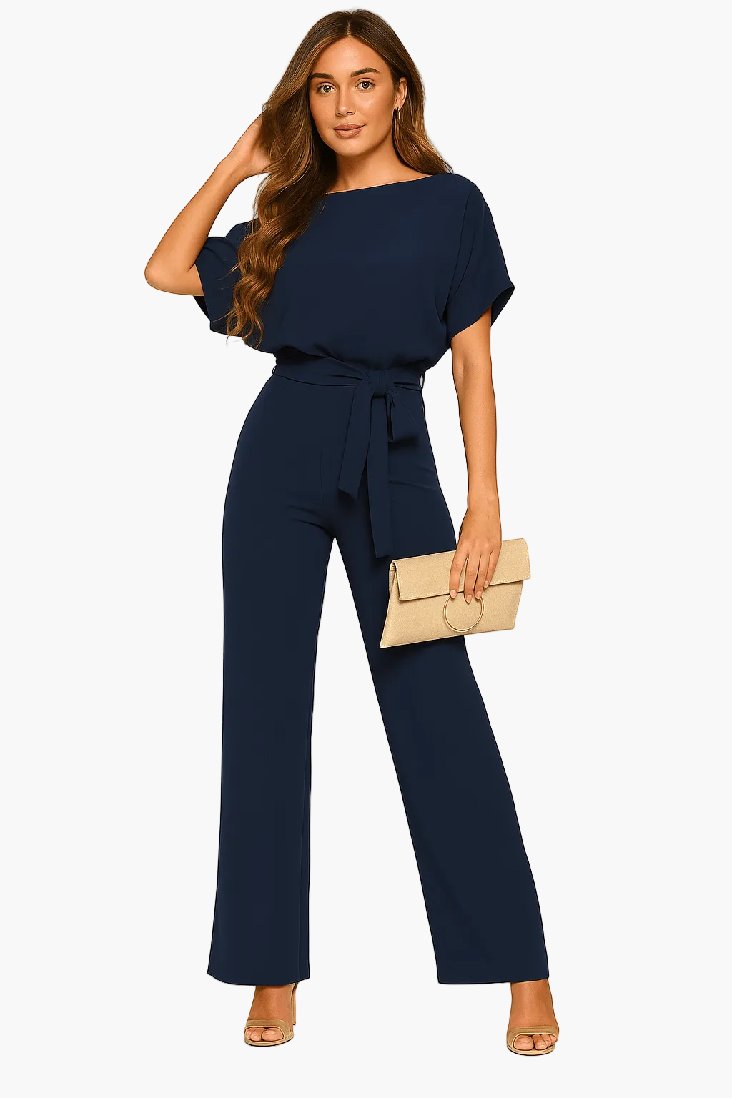 Damen Jumpsuit mit Bindegürtel – Eleganter Overall für Alltag und besondere Anlässe
