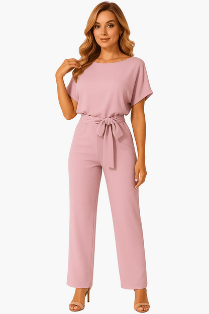 Damen Jumpsuit mit Bindegürtel – Eleganter Overall für Alltag und besondere Anlässe