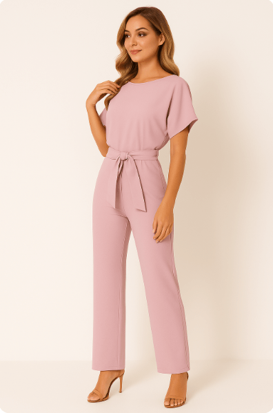 Damen Jumpsuit mit Bindegürtel – Eleganter Overall für Alltag und besondere Anlässe