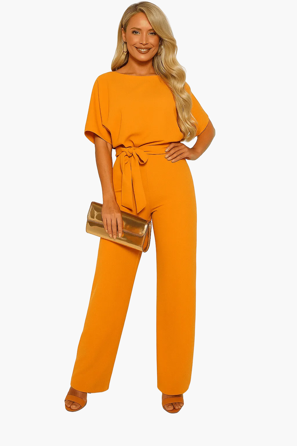 Damen Jumpsuit mit Bindegürtel – Eleganter Overall für Alltag und besondere Anlässe