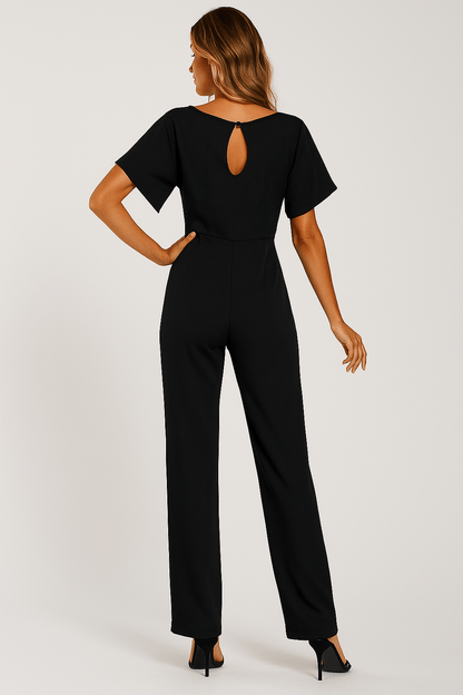 Damen Jumpsuit mit Bindegürtel – Eleganter Overall für Alltag und besondere Anlässe