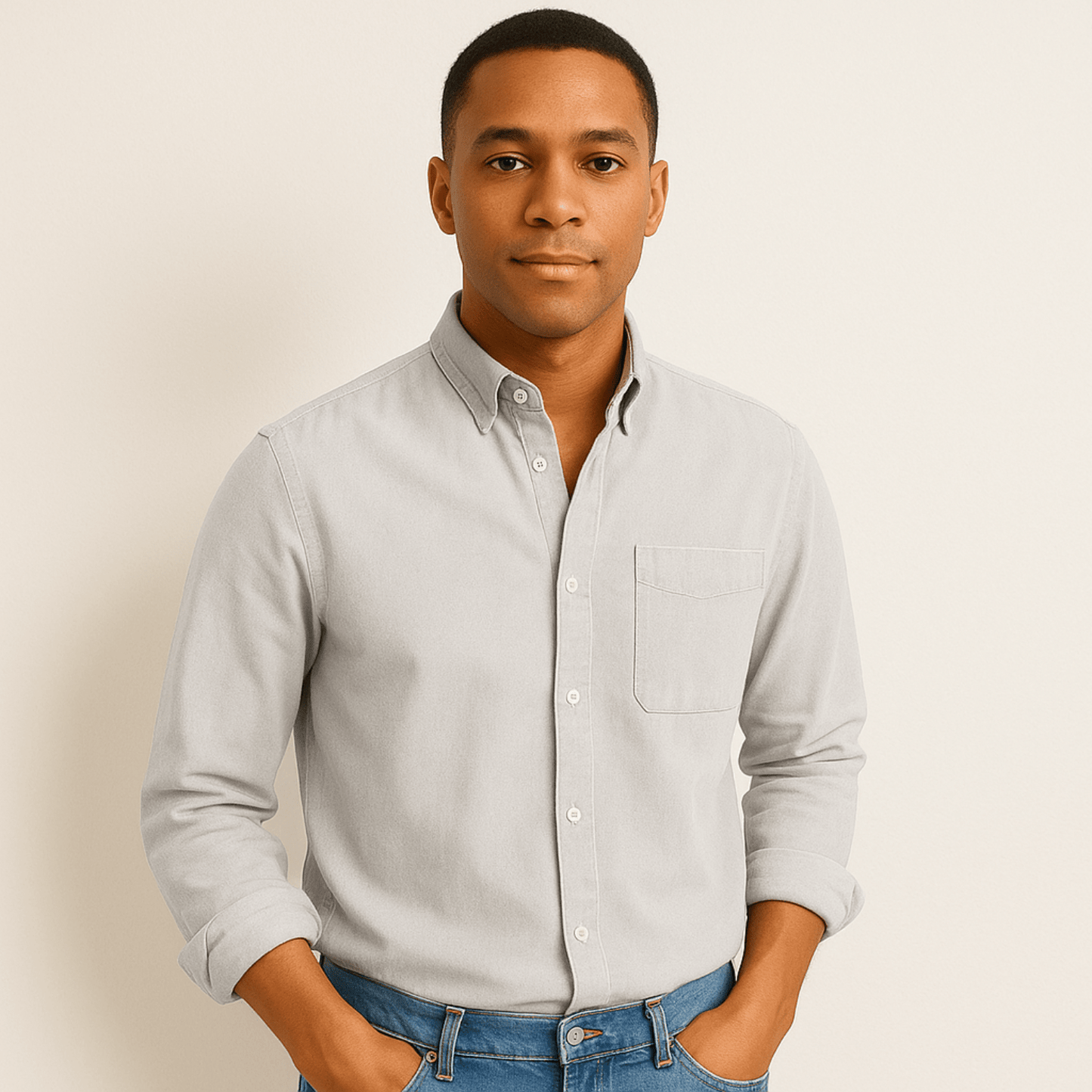 Herren Modernes Freizeithemd mit Knopfleiste – Vielseitiges Langarmhemd für Büro und Alltag