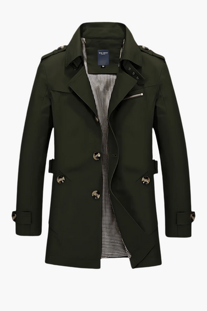 Herren Trenchcoat mit Reverskragen – Klassischer Mantel für Business und Freizeit
