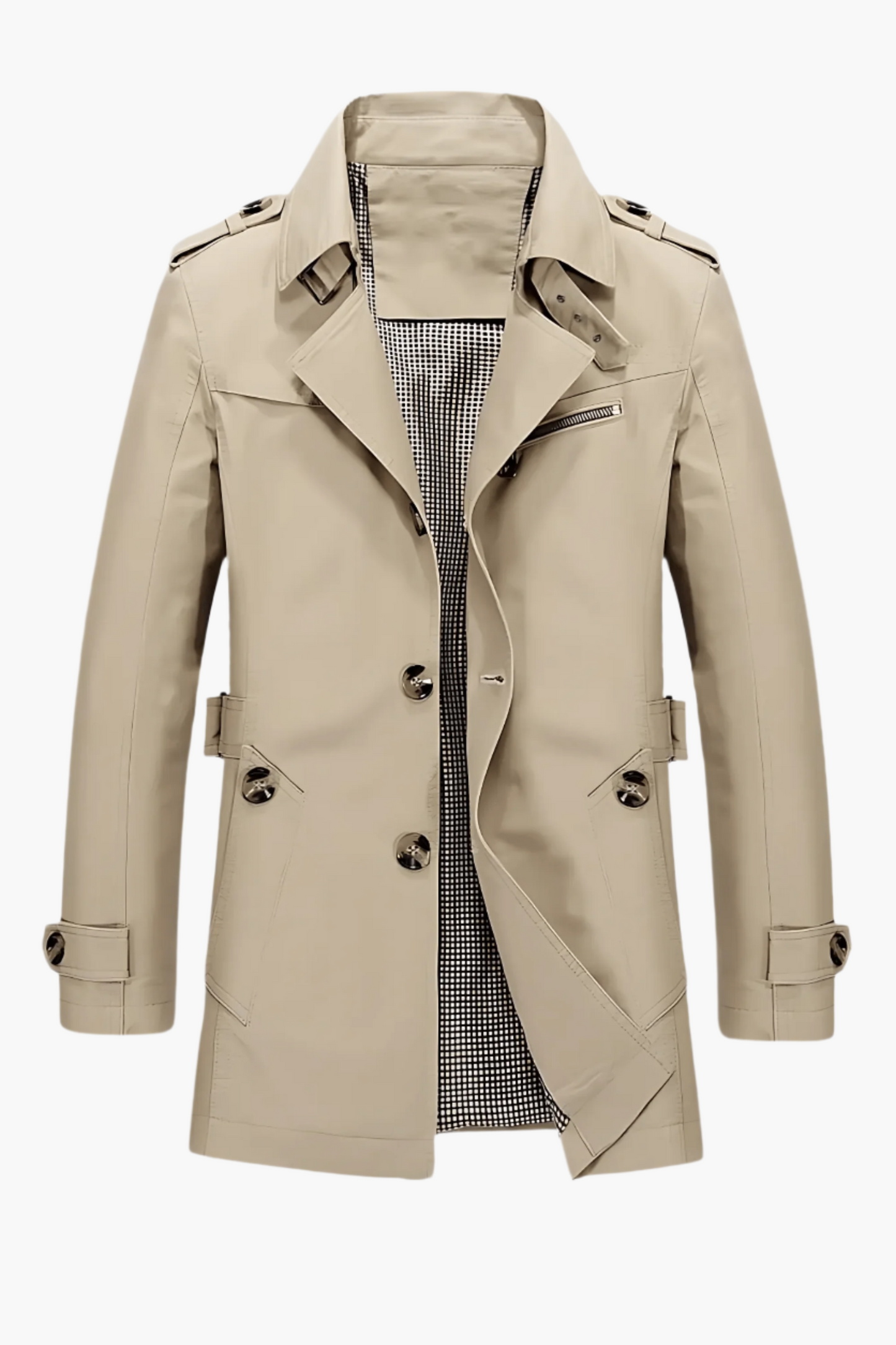 Herren Trenchcoat mit Reverskragen – Klassischer Mantel für Business und Freizeit